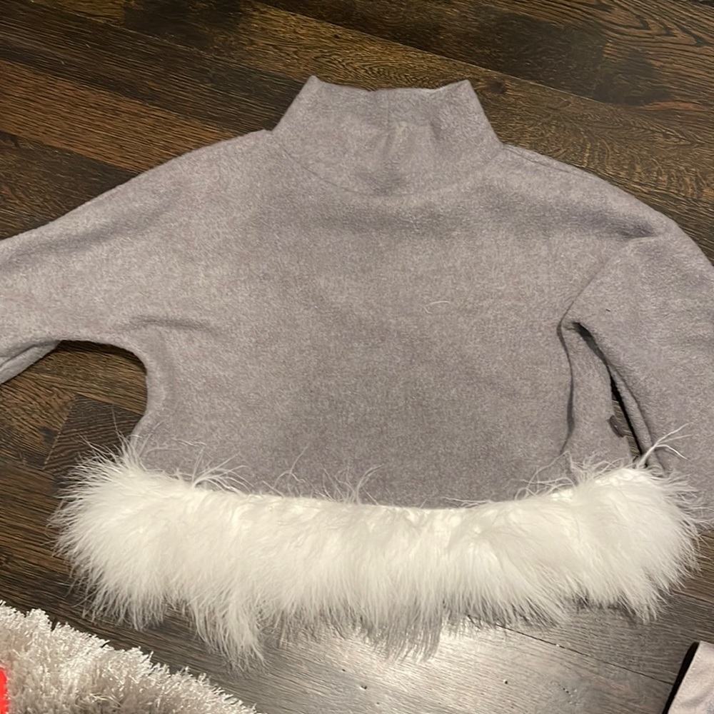 Petite Hailey Feather Mock Neck Sweater